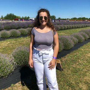 Cropped white paper bag jeans with pearl accents